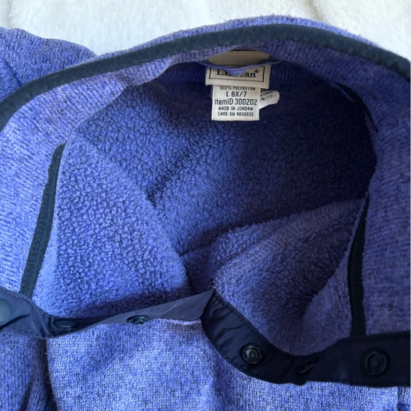 LL Bean 1/4 Snap Purple Fleece Sweater Pullover - Girls Size 6-7 - Picture 8 of 8